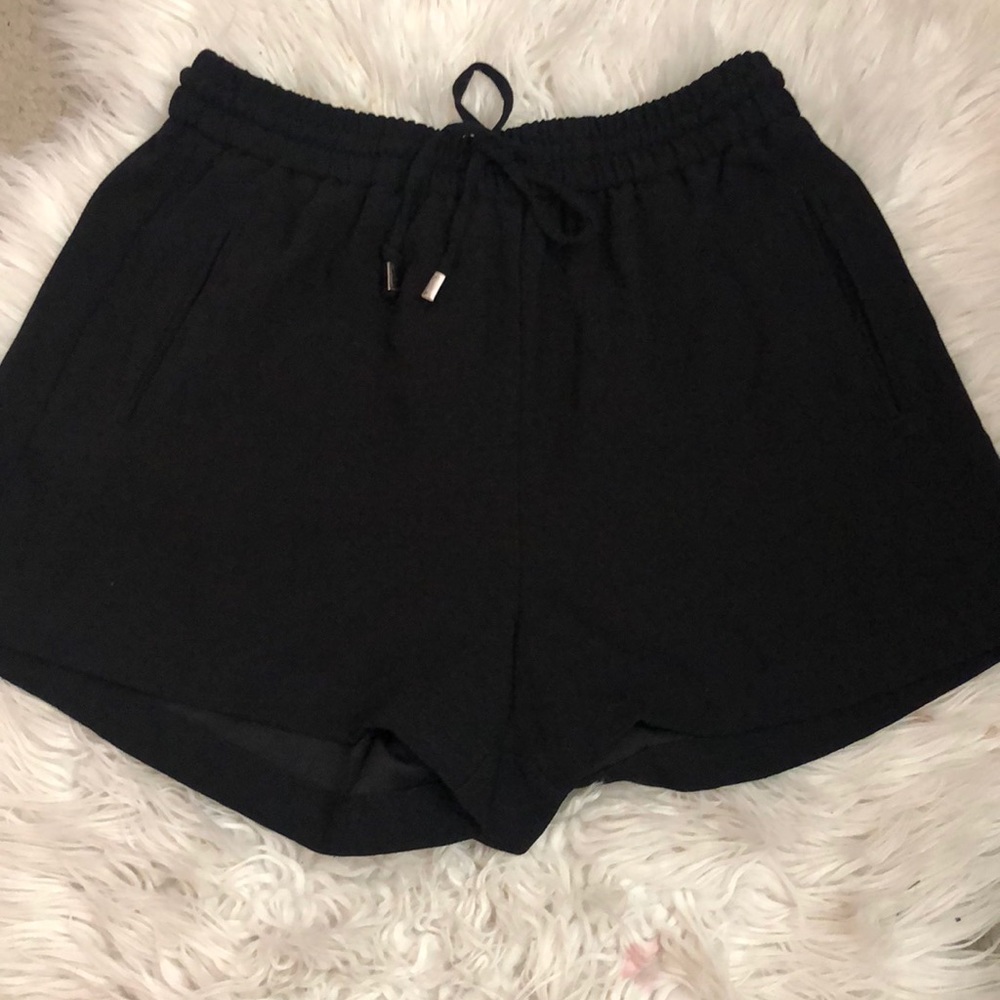 Black drawstring high waisted shorts